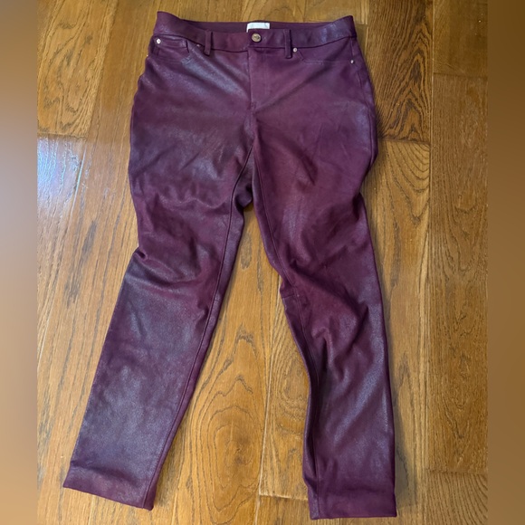 Women's burgundy metallic Chico’s size 00 suede-like Jeans - Picture 1 of 10